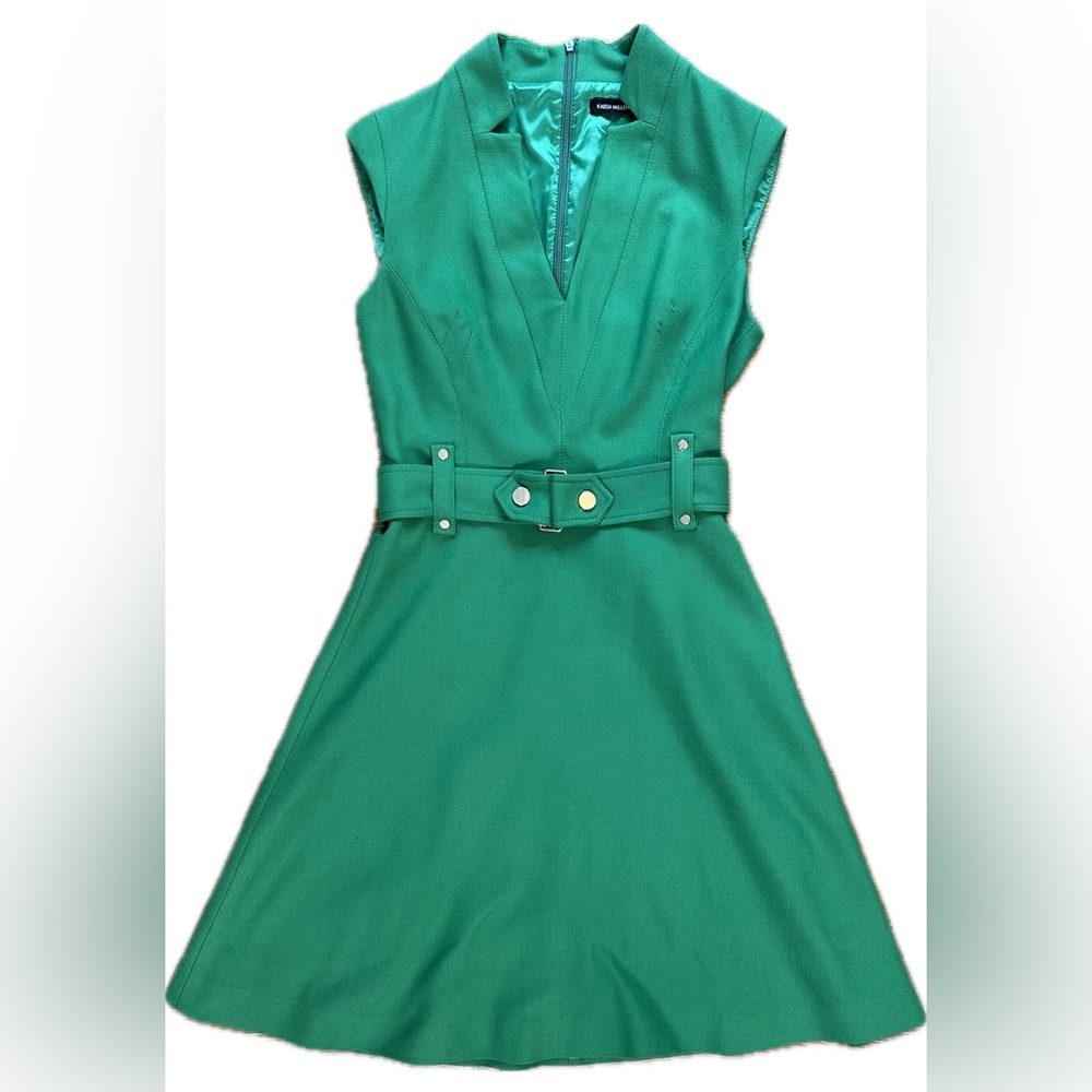 Merida - Structured Green Karen Millen Dress with Silver Accents